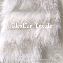 Long Pile Shaggy Design White Faux Fur